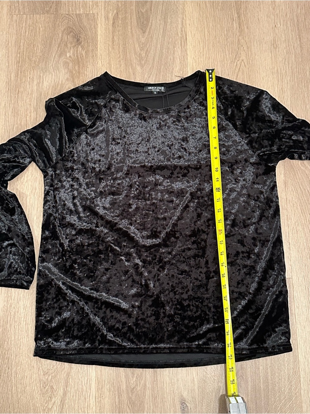 Urban CoCo Black Velvet Long Sleeve Tunic Top